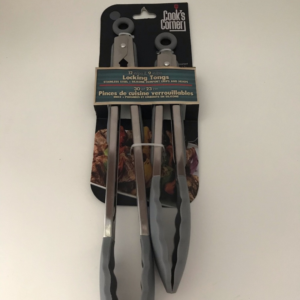 2 Cook's Corner Stainless Steel Locking Tongs